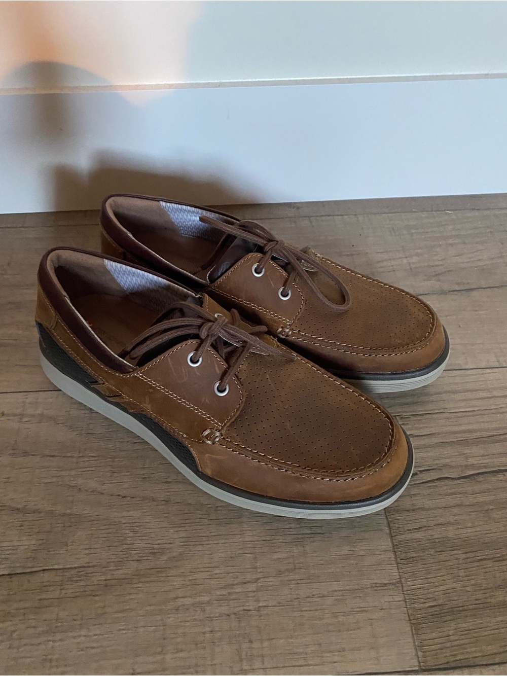 Clarks Mens Un Abode Step Dark Tan Leather Comfortable Casual Boat Shoe US 9
